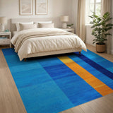 Bold Blue Block Geometric Area Rug