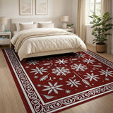 Red Snowflake Red Snowflake Geometric Area Rug
