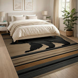 Walking Bear Striped Woven Area Rug