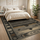 Mother Moose Calf Grey Southwestern Area Rug