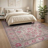 Pink Pink Persian Floral Medallion Area Rug