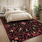 Multi-color and Patterns Intricate Red Floral Persian Area Rug