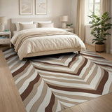 Zigzag Wavy Brown Tan Area Rug