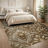 Opulent Gold Damask Baroque Area Rug
