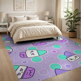 Kawaii Purple Ice Cream Cone Kids Area Rug