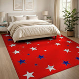 Patriotic Red Star Field Area Rug