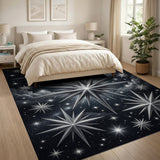 Glittering Silver Stars Night Sky Area Rug
