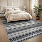 Black and White Bold Striped Woven Bold Black White Striped Woven Area Rug