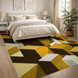Yellow Geometric Cube Block Rug