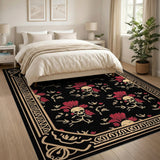 Skull Rose Gothic Floral Area Rug