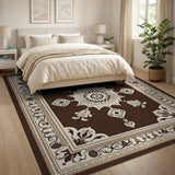 Traditional Persian Brown and Tan Ornate Brown Mandala Persian Area Rug