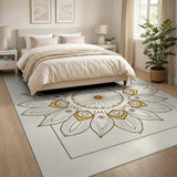 Cream Gold Mandala Floral Area Rug