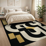 Gold and Silver Gold Accent Geometric Abstract Area Rug