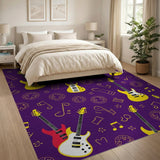 Purple Rock Guitar Cartoon Area Rug
