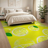 Yellow Fruit Pattern Sunny Lemon Slice Yellow Area Rug