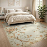 Vintage Peony Vine Border Area Rug