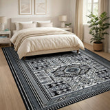 Black White Heritage Tribal No. 3 Area Rug