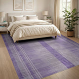 Purple Grey Striped Woven Area Rug