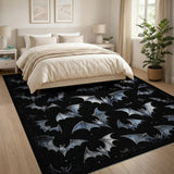 ODIKA Gothic Bat Pattern Washable Area Rug - Low Pile & Non-Slip