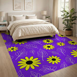 Purple Purple Sunflower Floral Area Rug