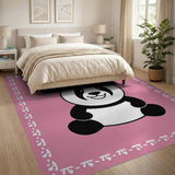 Adorable Cartoon Panda Pink Kids Rug