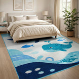 Cute Cartoon Whale Ocean Kids Area Rug