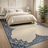Ornate Navy Border Area Rug