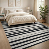 Black and White Horizontal Stripe Bold Black White Horizontal Stripe Area Rug
