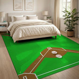 Green Baseball Diamond Field Area Rug