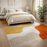 Multi-color and Patterns Wavy Orange Abstract Area Rug