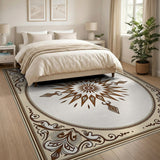 Ornate Starburst Floral Frame Area Rug