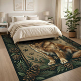 Rustic Golden Retriever Pine Cone Area Rug