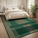 Green Geometric Grid Area Rug