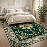 Emerald Traditional Persian Emerald Green Persian Medallion Area Rug