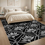 Lotus Trellis Black White Area Rug