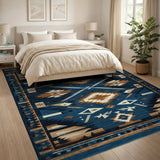 Blue Southwestern Geometric Area Rug