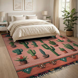 Southwestern Cactus Succulent Garden Rug