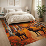 Autumn Elk Forest Path Area Rug