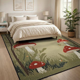 Whimsical Red Mushroom Forest Rug
