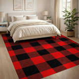 Rustic Farmhouse Classic Red Black Buffalo Plaid Area Rug