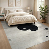 Geometric Black Yin-Yang Beige Area Rug