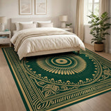 Emerald Green Gold Medallion Area Rug