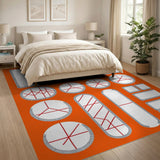 Bold Red Line Geometric Area Rug