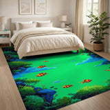 Emerald Lagoon with Tropical Fish Area Rug