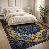 Navy Blue Mandala Paisley Persian Area Rug