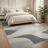 Geometric Modern Modern Abstract Grey Wave Area Rug