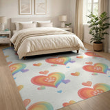 Rainbow Paw Heart Kids Washable Area Rug