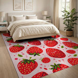 Whimsical Strawberry Fruit Pattern Area Rug