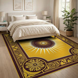 Golden Sunburst Medallion Area Rug