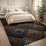 Gold Lattice Diamond Geometric Area Rug